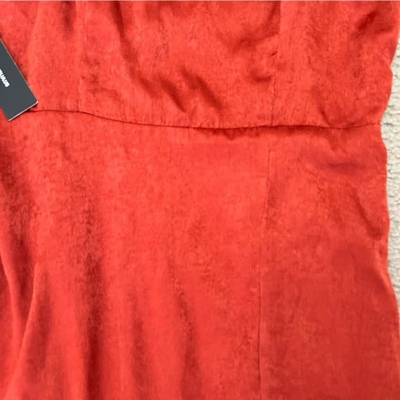 Lulu’s Maribel Midi Dress Satin Effect Open Back Size Large in Rust Orange NWT - Picture 12 of 13